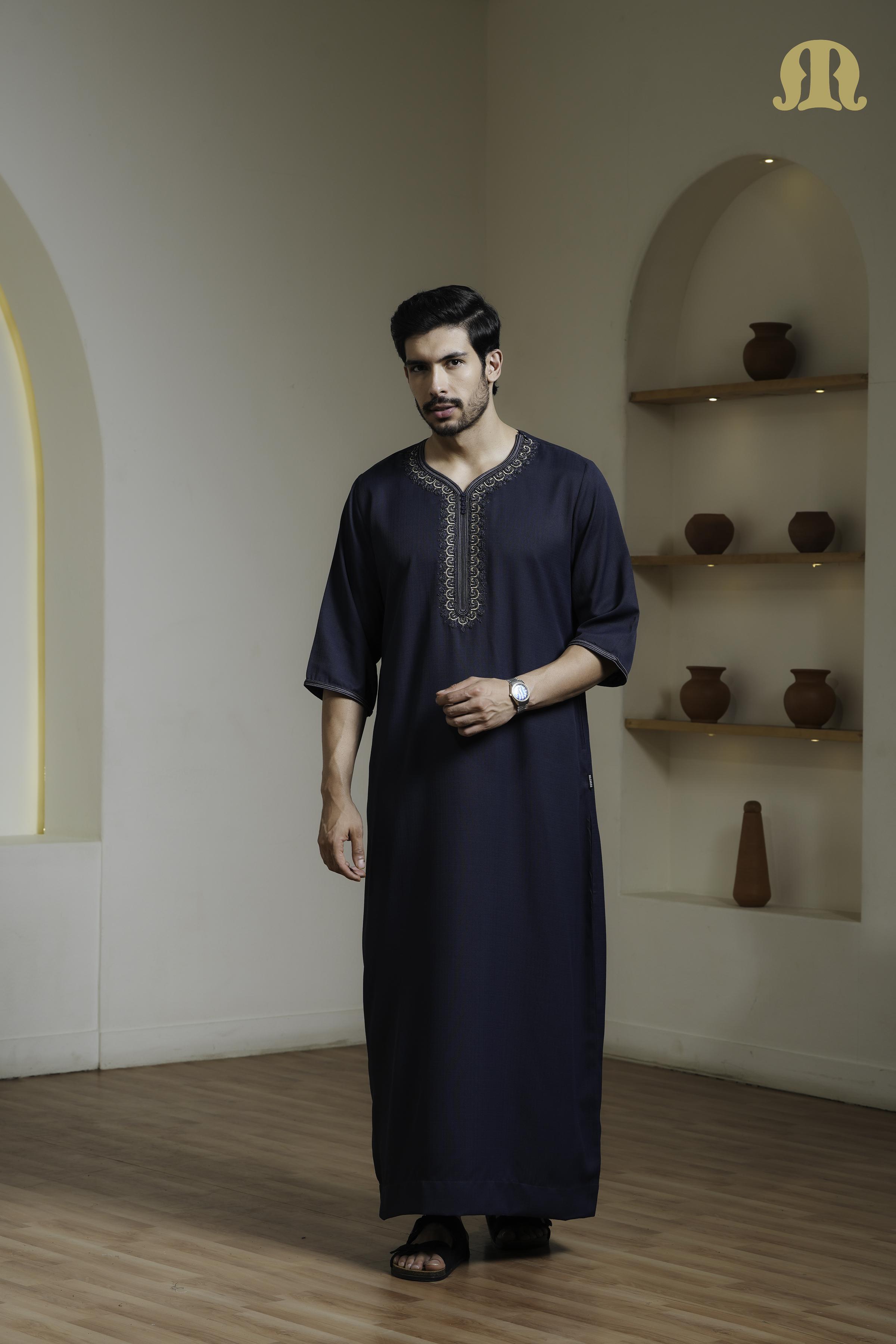 Navy Maksur Moroccan Thobe Mens